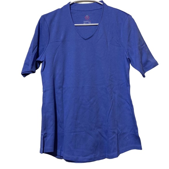 Isaac Mizrahi Live! Small Short Sleeve Blue 100% Cotton Tunic Top - Picture 1 of 6